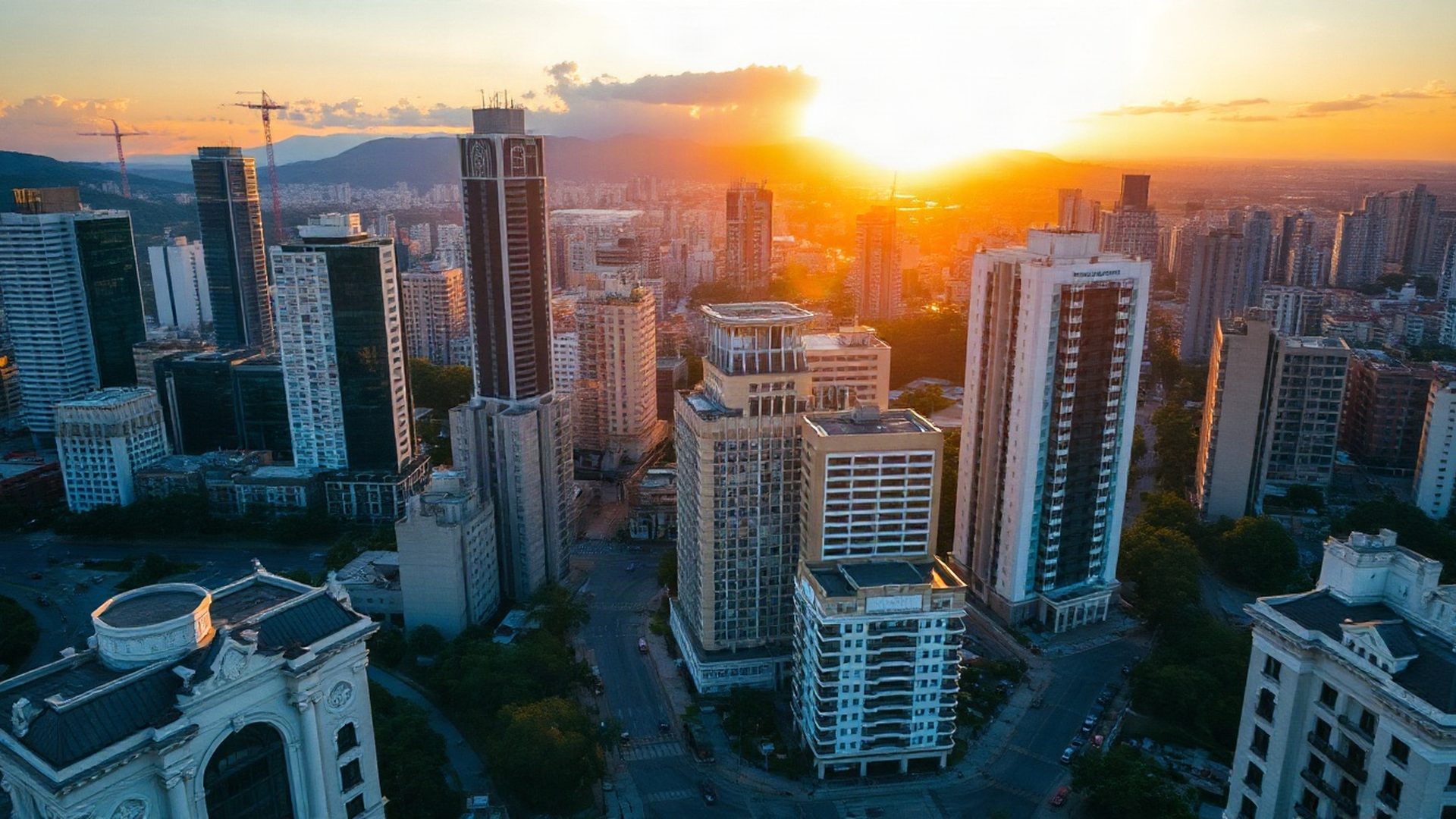 Aerial view of São Paulo skyline at golden hour